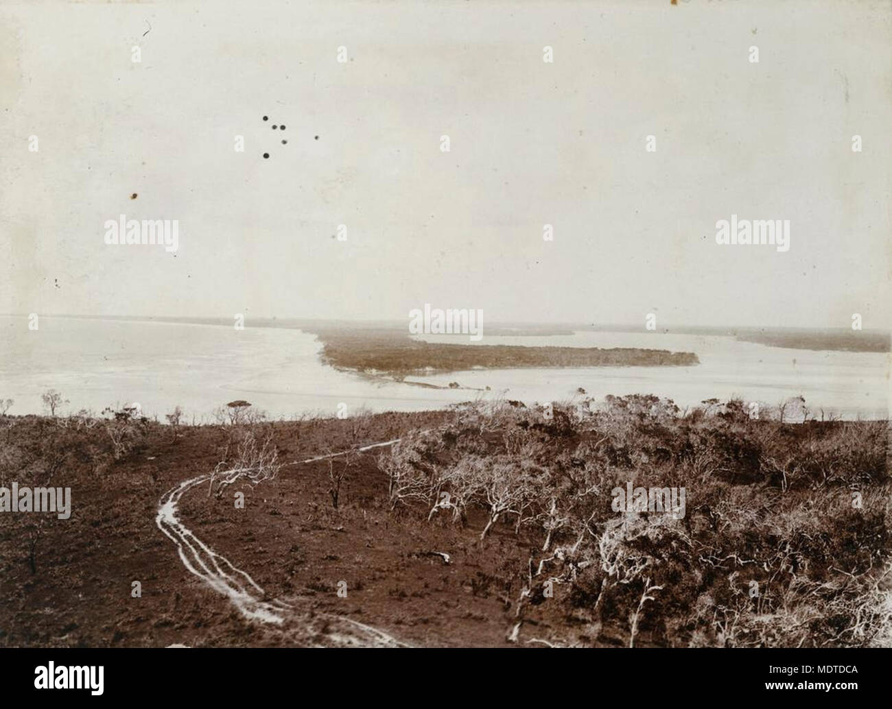 Wagon ruts leading to the beach at Caloundra. Location: Caloundra, Queensland, Australia  Date: ca. 1900 Stock Photo