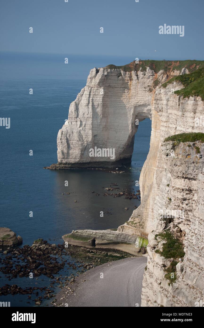 France Region Upper Normandy Seine Maritime Hautes Falaises Land Etretat Falaise D Aval La Manneporte Stock Photo Alamy