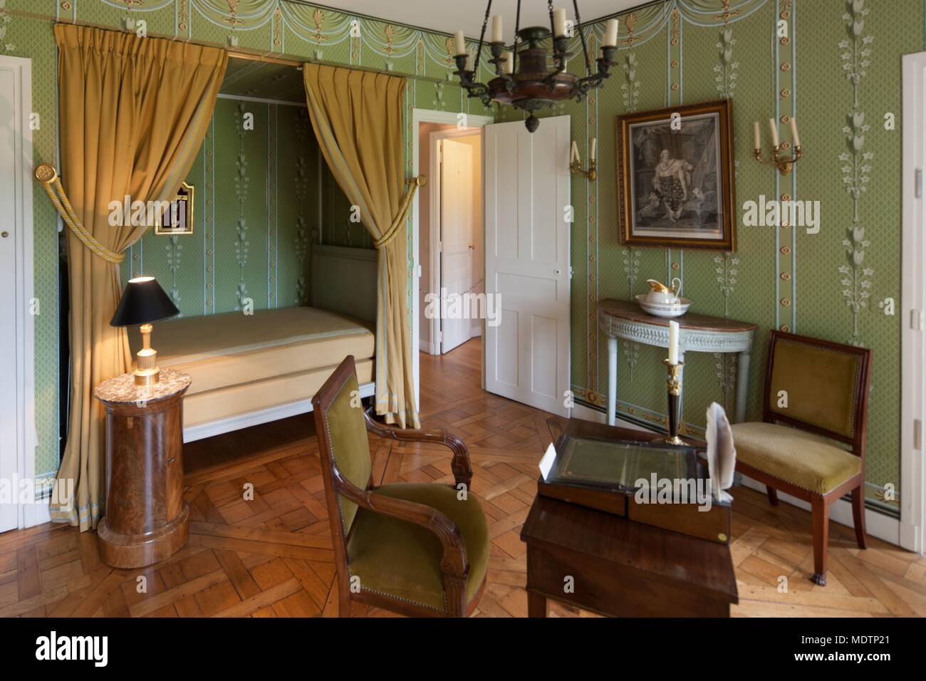 France, Châtenay-Malabry, house of Chateaubriand, bedroom of Chateaubriand, la Vallée aux Loups Stock Photo