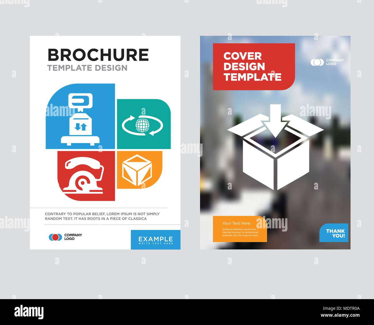 Delivery packaging box brochure flyer design template with abstract