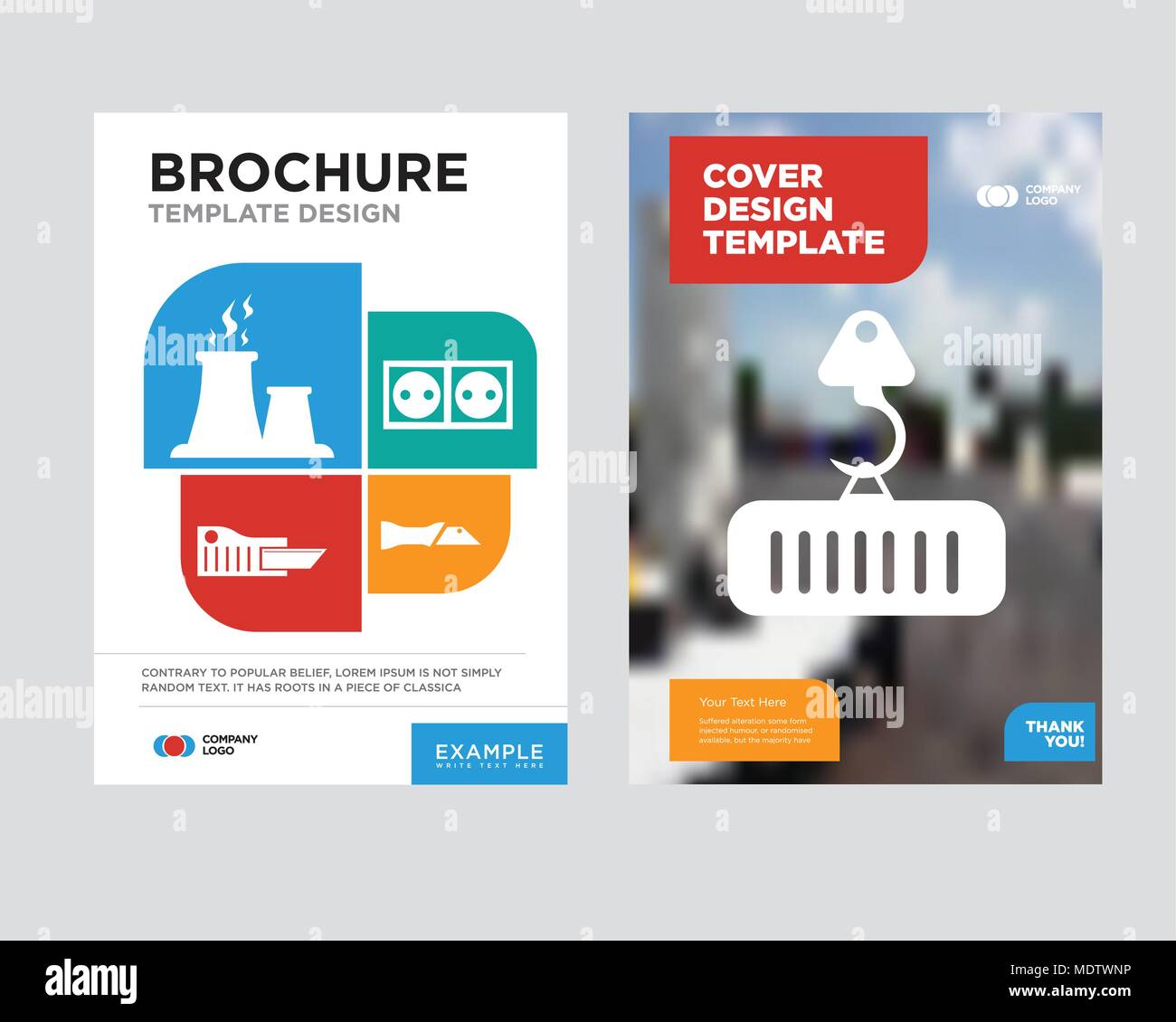 crane with load brochure flyer design template with abstract photo ...
