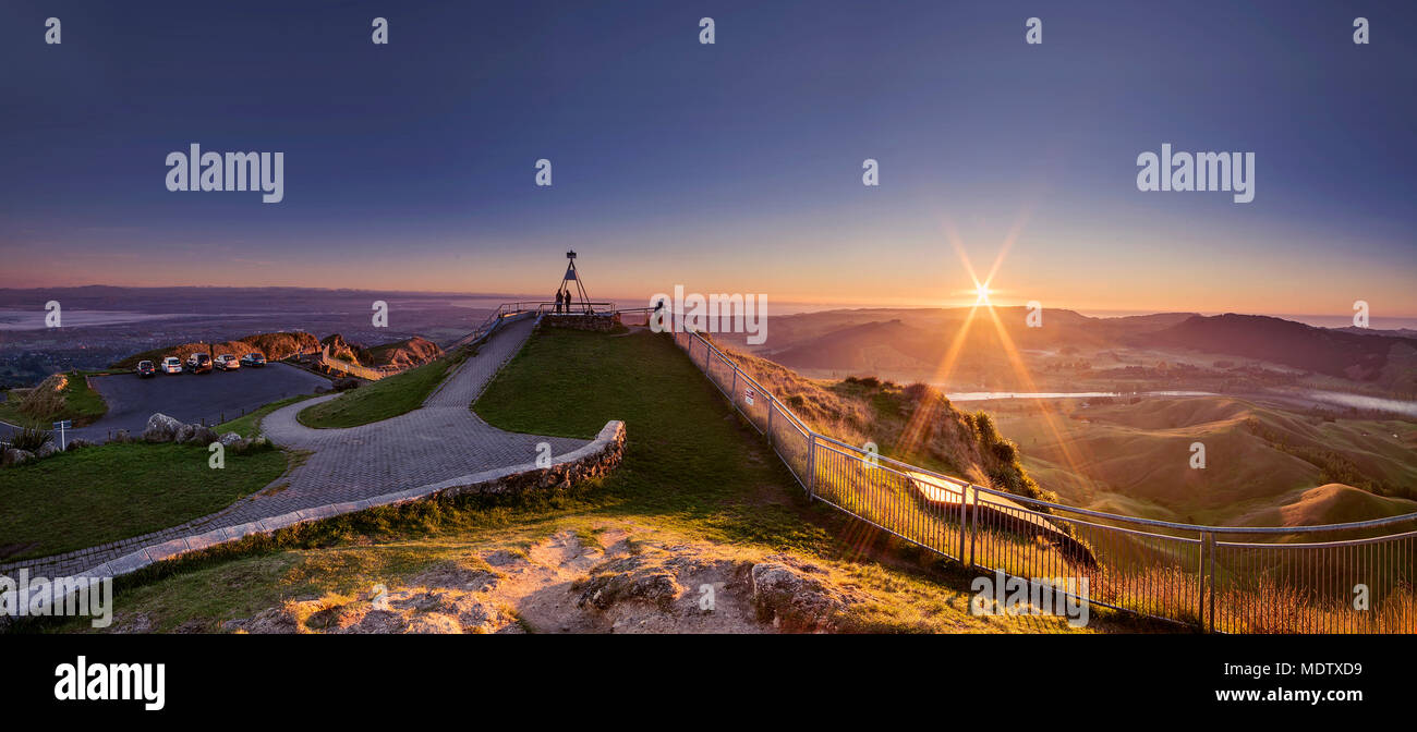 The view from the Te Mata Peak, Napier, Hawkes Bay, New Zealand at sunrise hour. Stock Photo