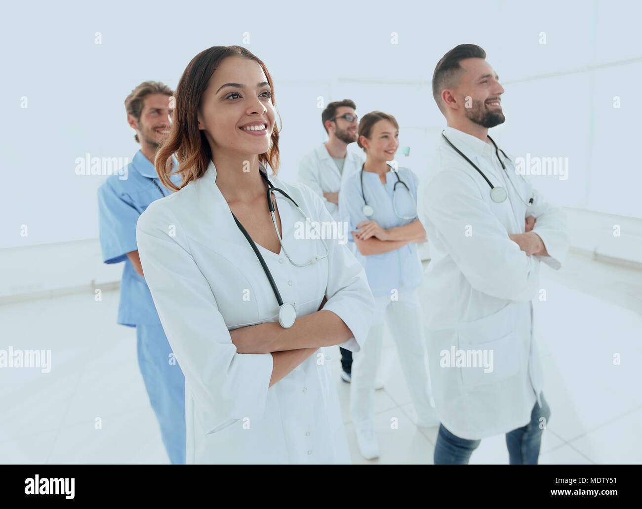 bottom view.professional team of doctors medical center Stock Photo - Alamy