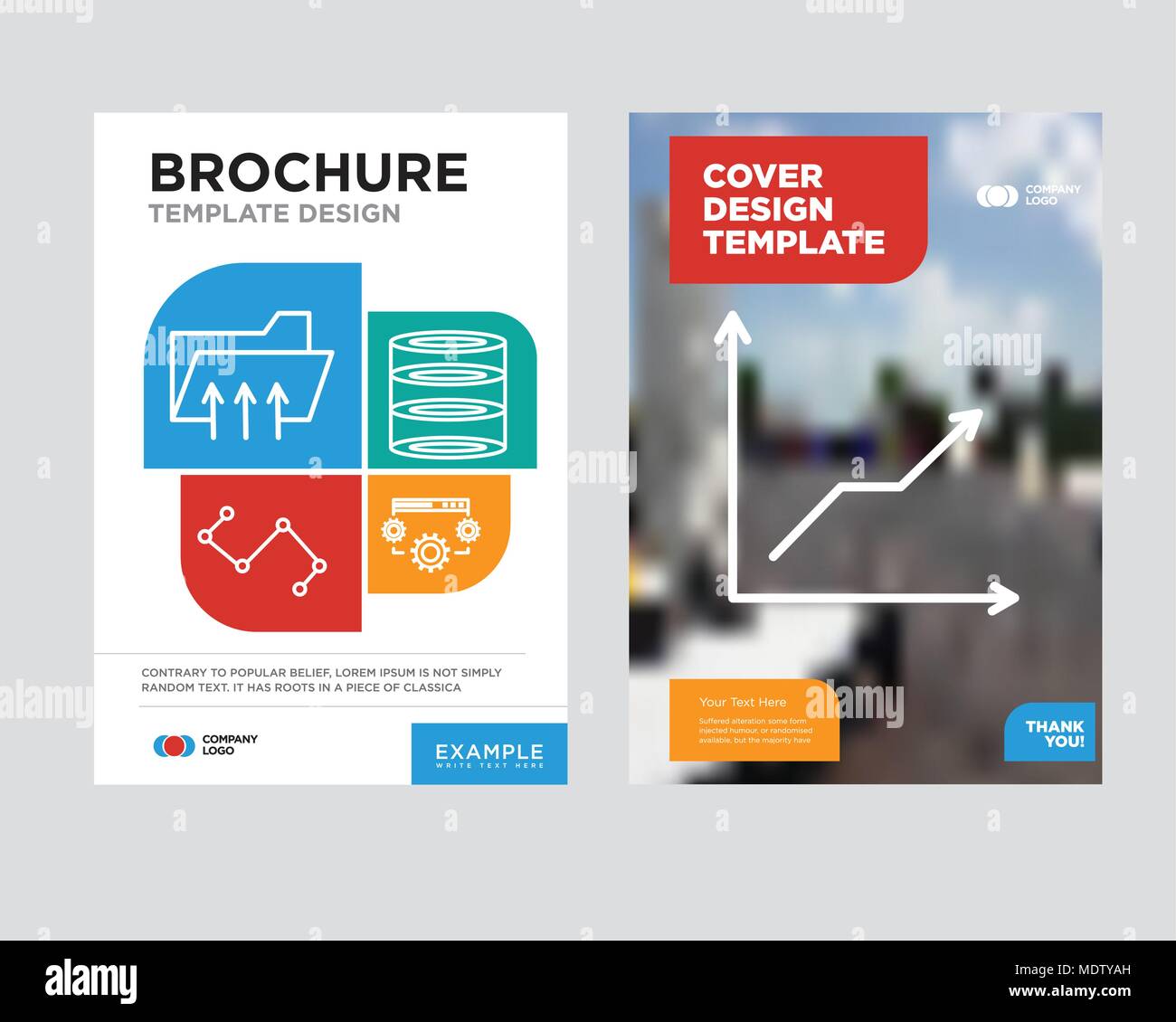 Data analytics descending brochure flyer design template with abstract photo background, Data settings, data analytics, Nodes connections interface, C Stock Vector