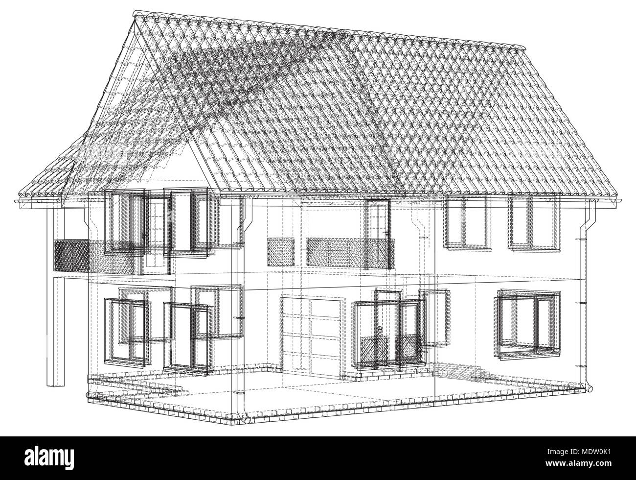 Vector sketch house on the white background. EPS 10. Vector created of 3d. Stock Vector