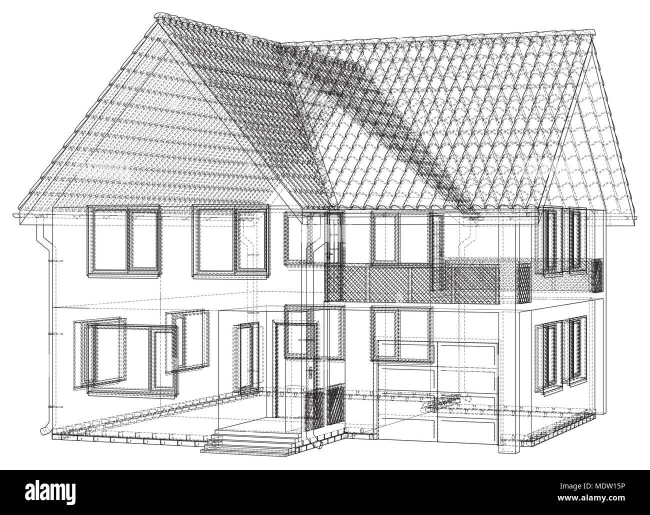 Vector sketch house on the white background. EPS 10 Stock Vector