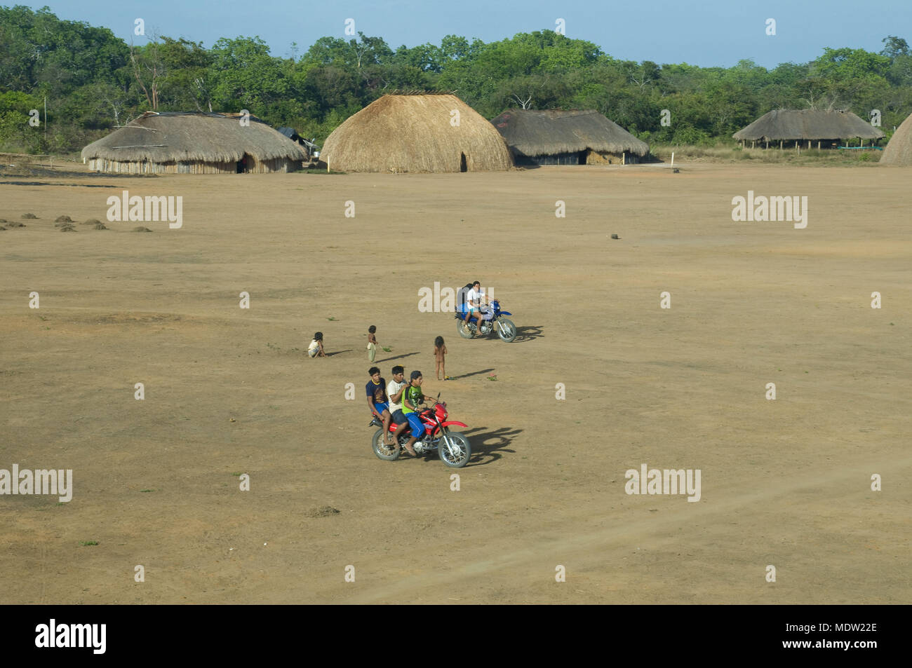 Motorized transport in the Village Aiha - Kalapalo ethnicity - the Xingu Indigenous Park Stock Photo