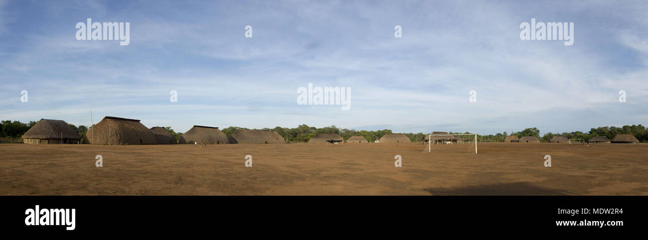 Panoramic village Aiha Kalapalo - Indigenous Park of the Xingu Stock Photo