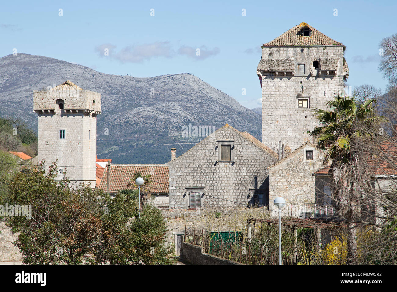 castle, Sudurad, Šipan Island, Elaphite Islands, Dalmatia, Croatia Stock Photo