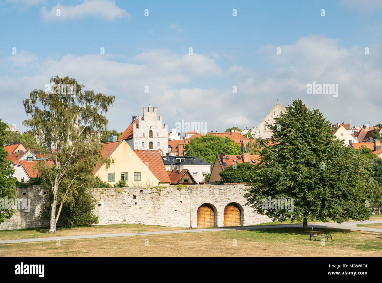 The Almedalen Park In Visby Gotland Sweden Scandinavia Stock Photo the-almedalen-park-in-visby-gotland-sweden-scandinavia-stock-photo