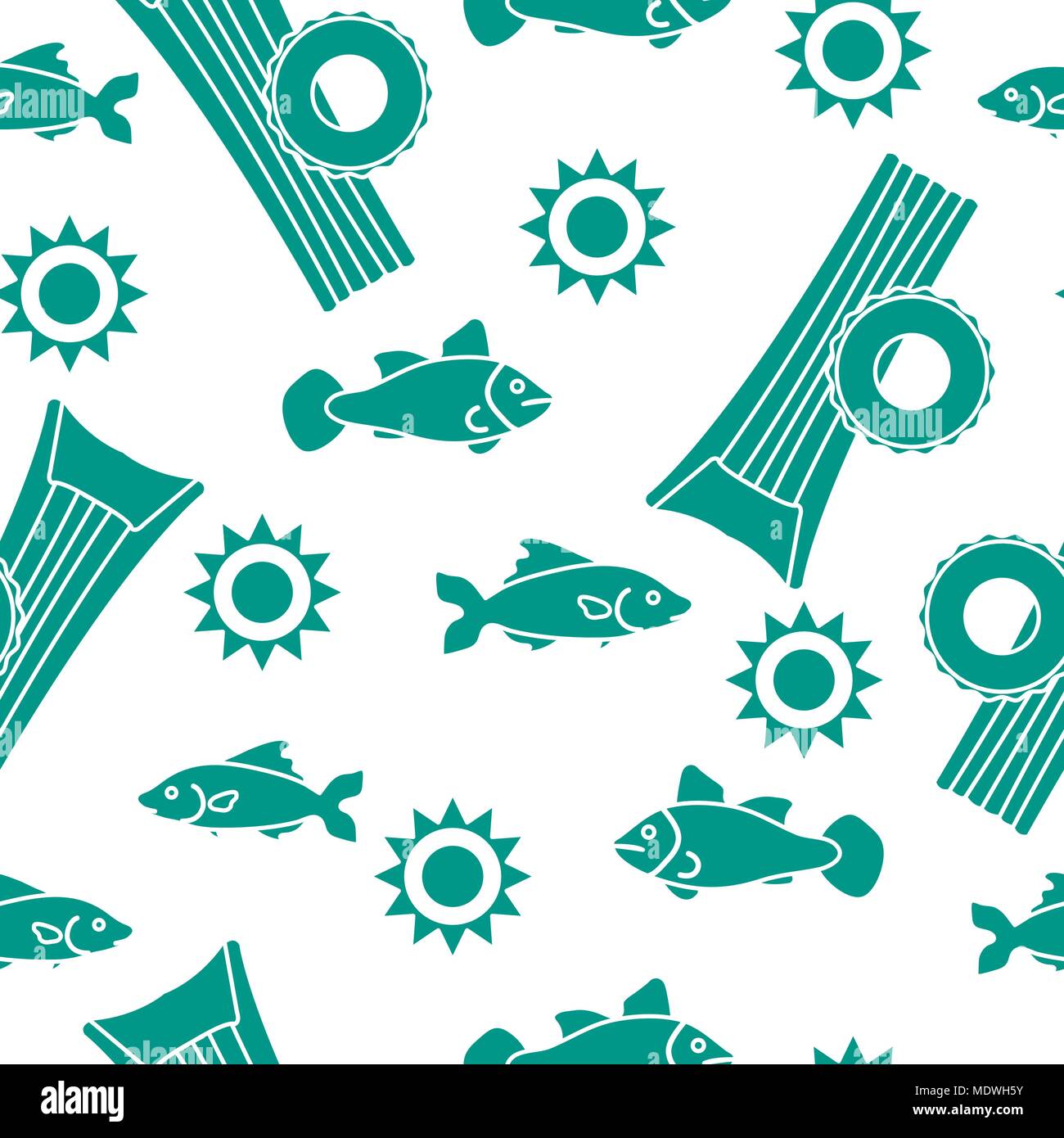 Seamless pattern with inflatable mattress, inflatable circle. Summer leisure. Stock Vector