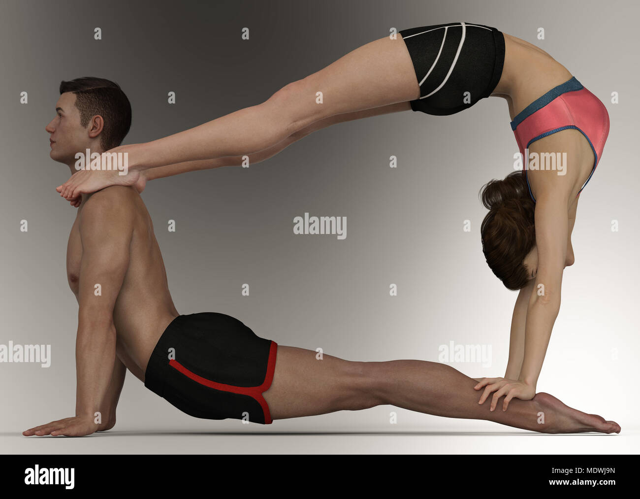 Advanced Partner Yoga Pose Couples Yoga 3d Illustration Stock Photo   Download Image Now  iStock