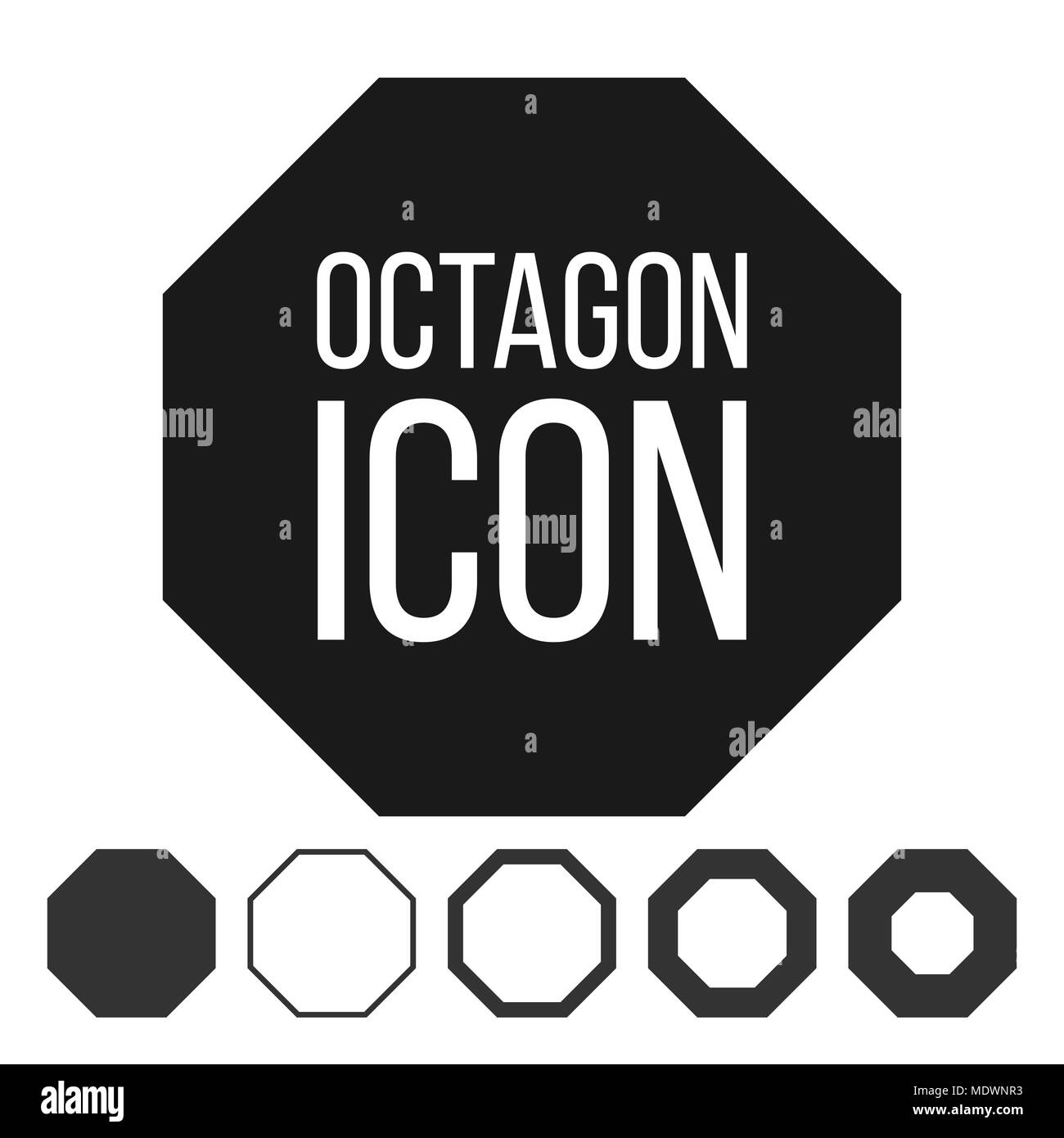 Octagon Icon Vector. 8 Eight Sided Symbol. Geometry Chart. Octagonal Diagram Sign. Polygon Pictogram. Octagonal Icon Isolated On White Illustration Stock Vector