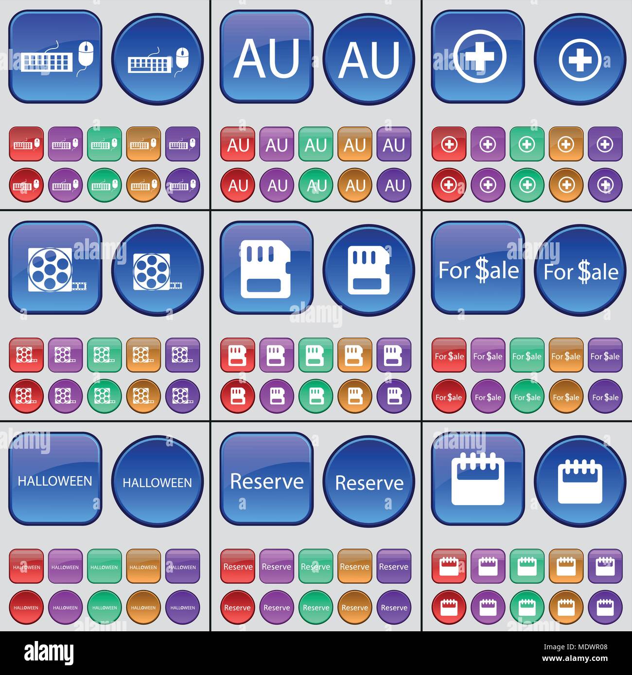 Keyboard Au Plus Videotape Sim Card For Sale Halloween Reserve Calendar A Large Set Of Multi Colored Buttons Vector Illustration Stock Vector Image Art Alamy