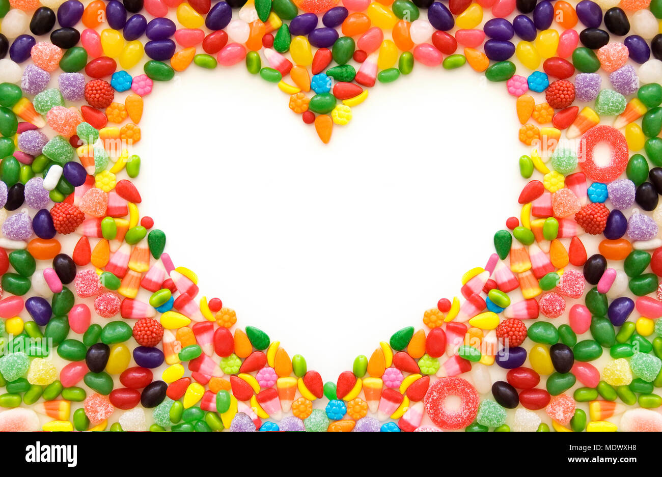 Heart shaped candy border Stock Photo