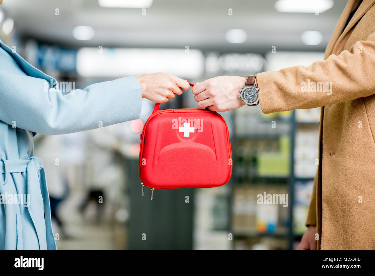 First aid kit in the pharmacy Stock Photo Alamy