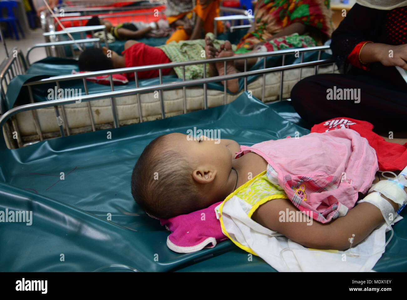 Bangladeshi children suffering from diarrhea lie at The International