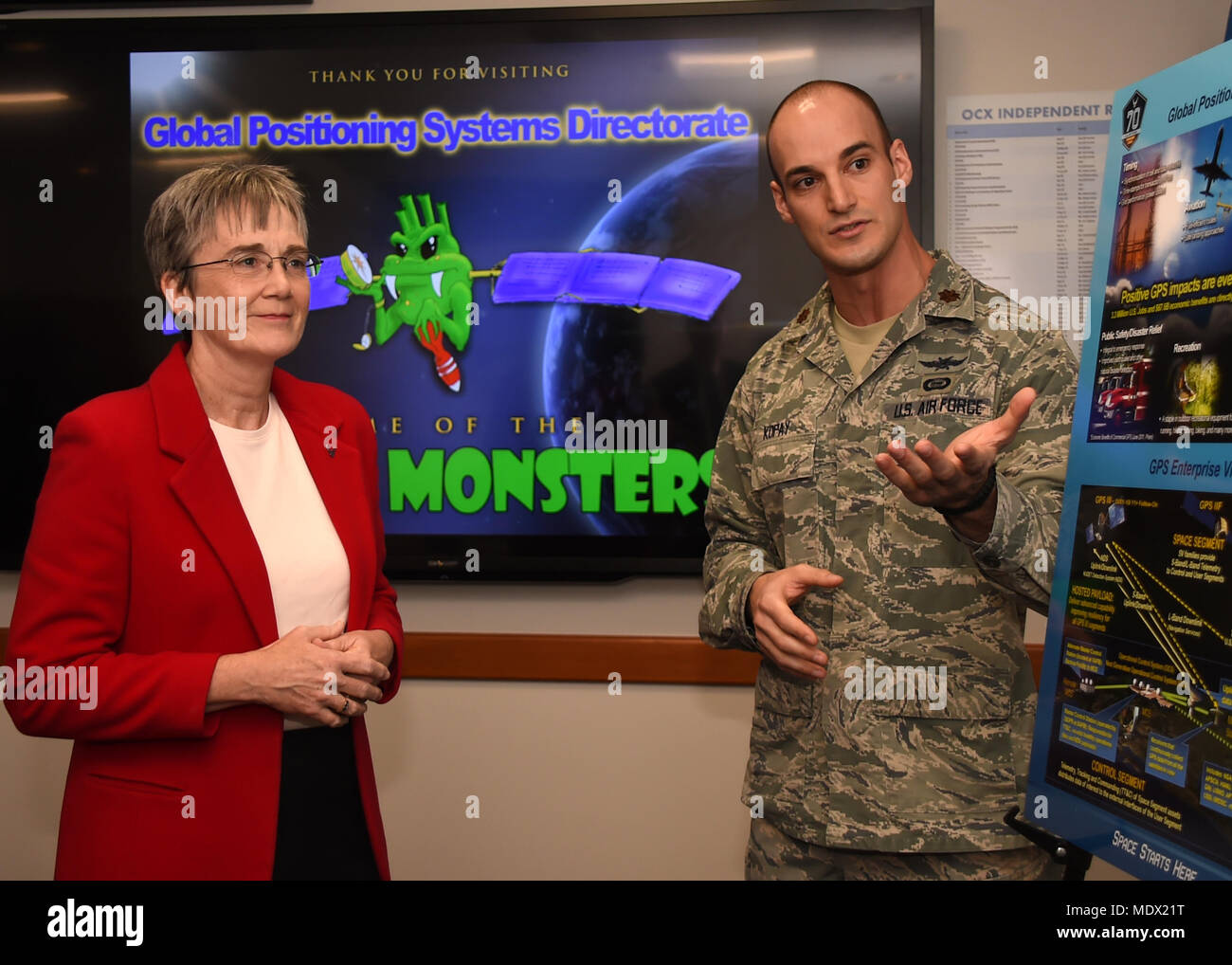 Secretary of the Air Force Heather Wilson receives a briefing from Air