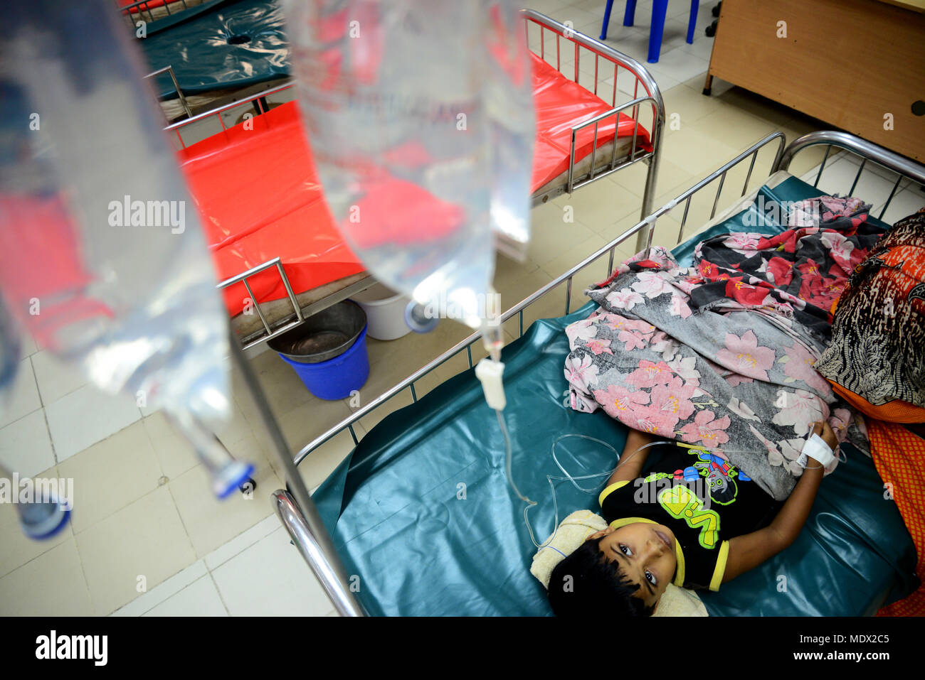 Bangladeshi children suffering from diarrhea lie at The International