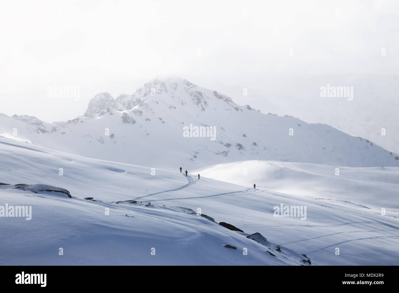 Hiking the French Alps in Winter Stock Photo