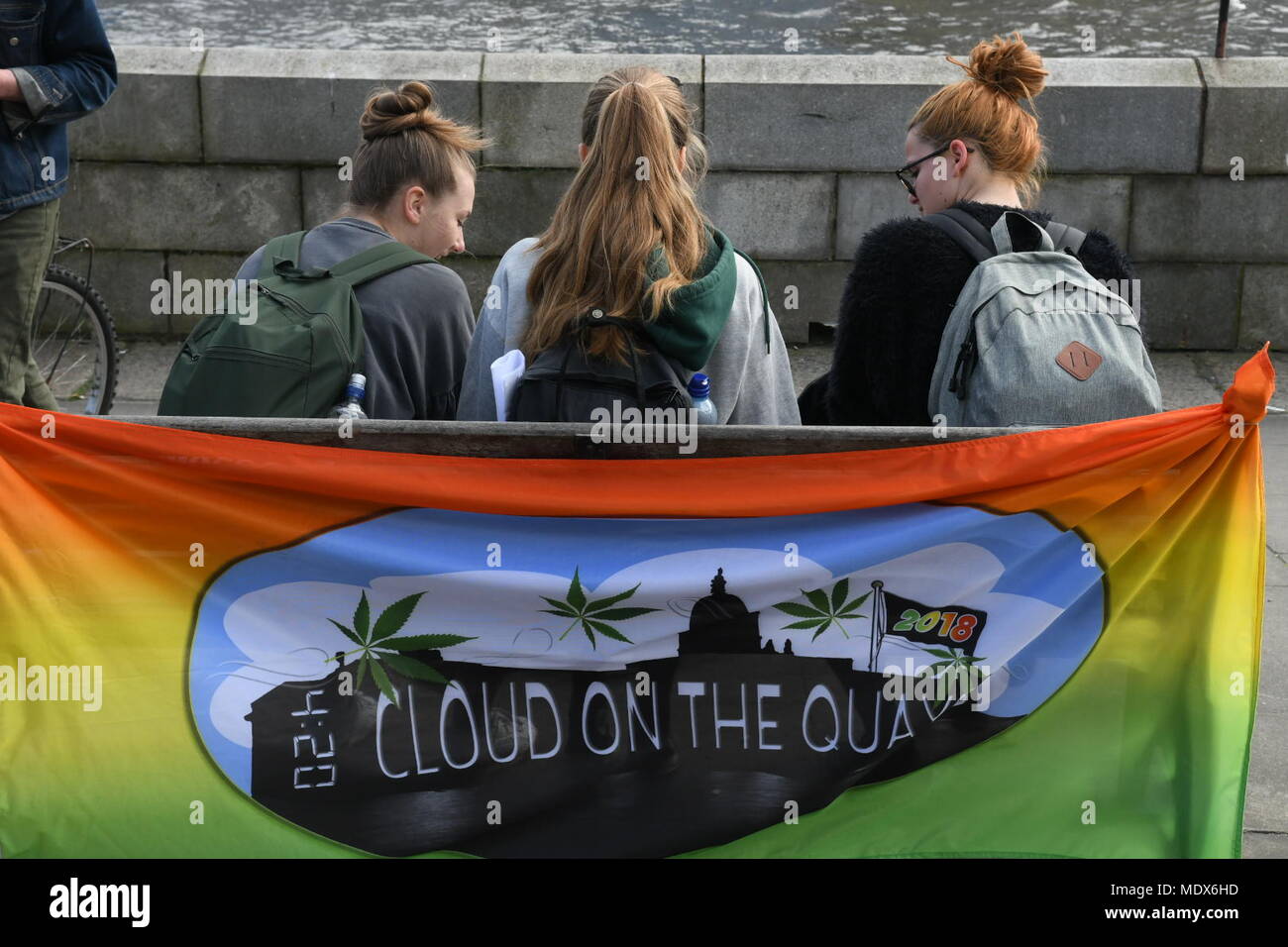 Dublin, Ireland. 20th April 2018. Ireland: People gather outside goverment buildings in Dublin to smoke cannabis on Iternational Marijuana Day Credit: john Rooney/Alamy Live News Stock Photo