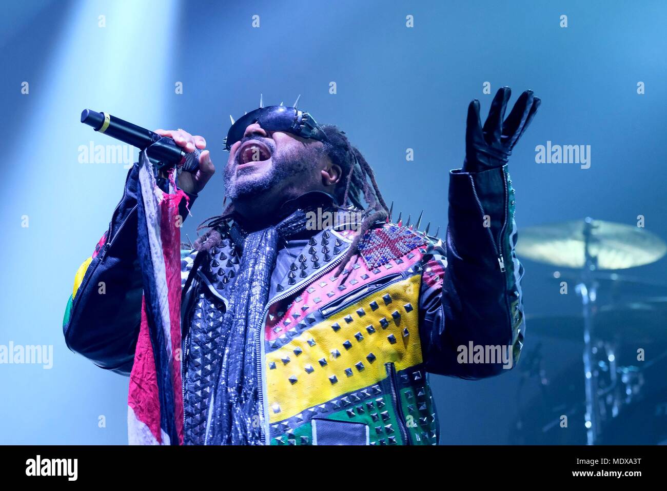 Southampton, Hampshire, UK. 20th  April 2018. O2 - Vocalist Benji Webbe with British band Skindred performing at the O2, Southampton 20th April 2018, UK Credit: Dawn Fletcher-Park/Alamy Live News Stock Photo