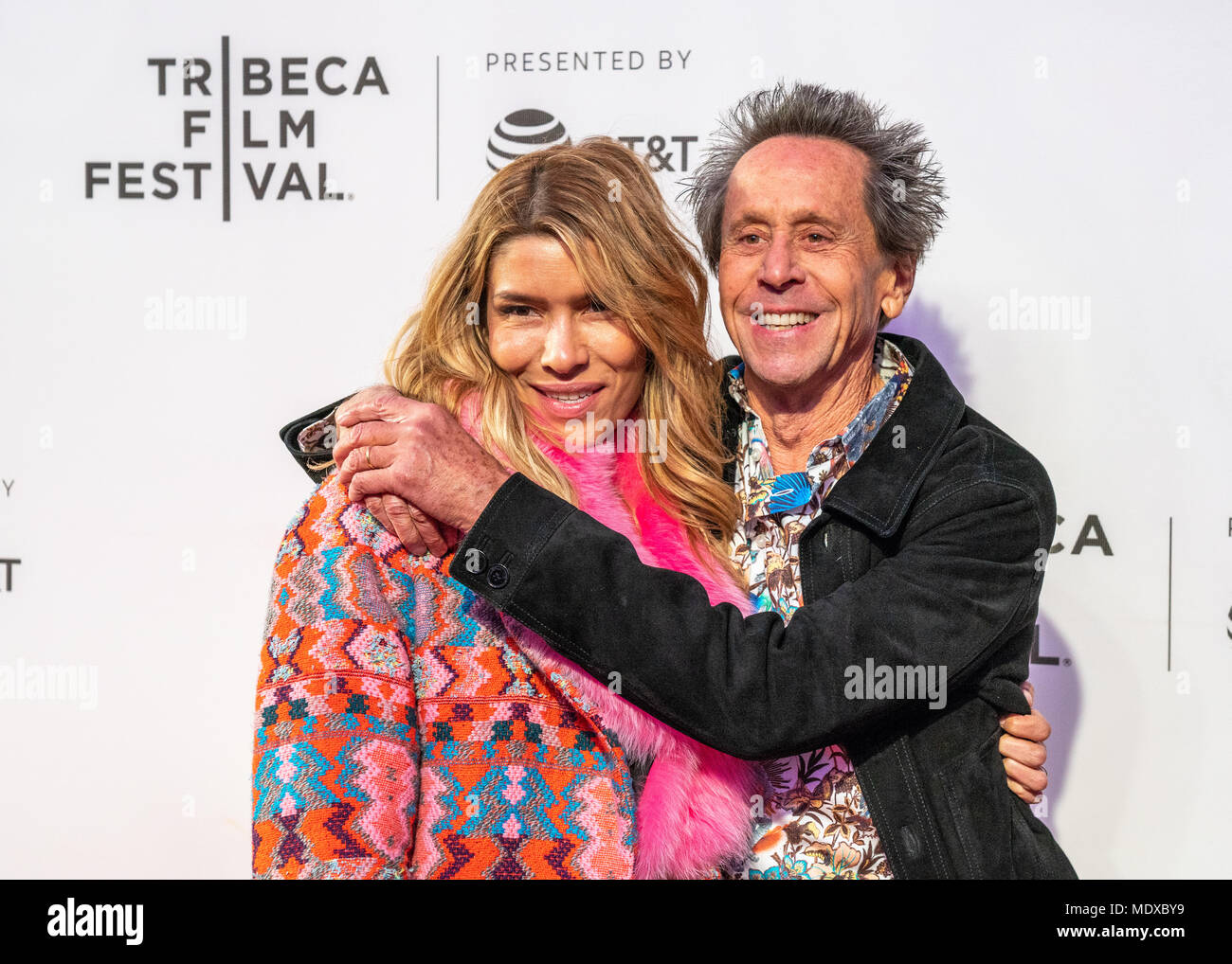 New York, USA, 20 April 2018. Executive Producer Brian Grazer embraces his wife Veronica Smiley as they attend the premiere of National Geographic's 'Genius: Picasso' at the Tribeca Film Festival in New York city.  Photo by Enrique Shore/ Alamy Live News Credit: Enrique Shore/Alamy Live News Stock Photo