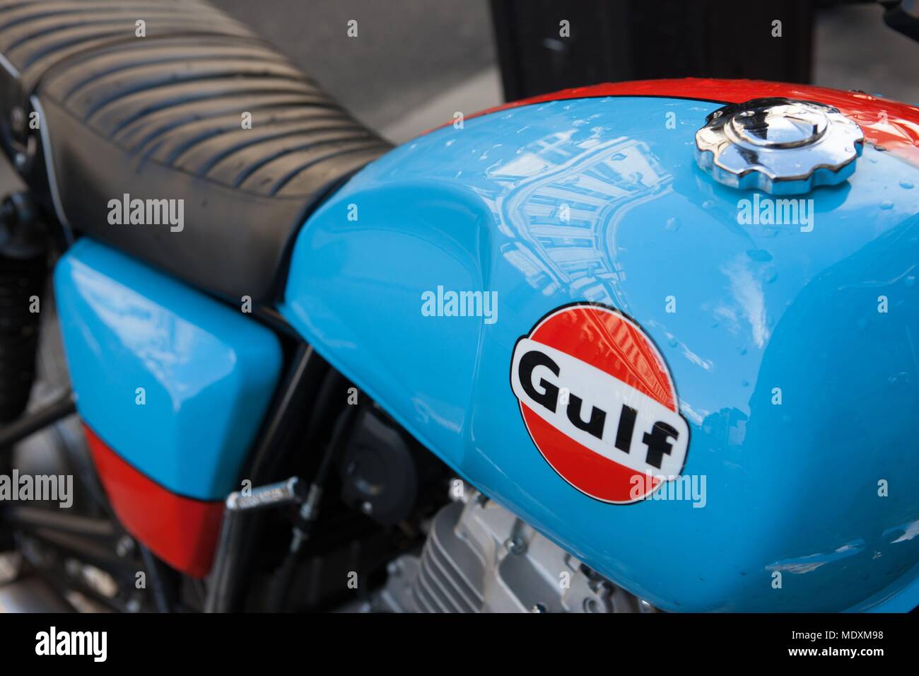 Paris, Rue de l'Ecole de Médecine, motorcycle with the Gulf logo Stock  Photo - Alamy