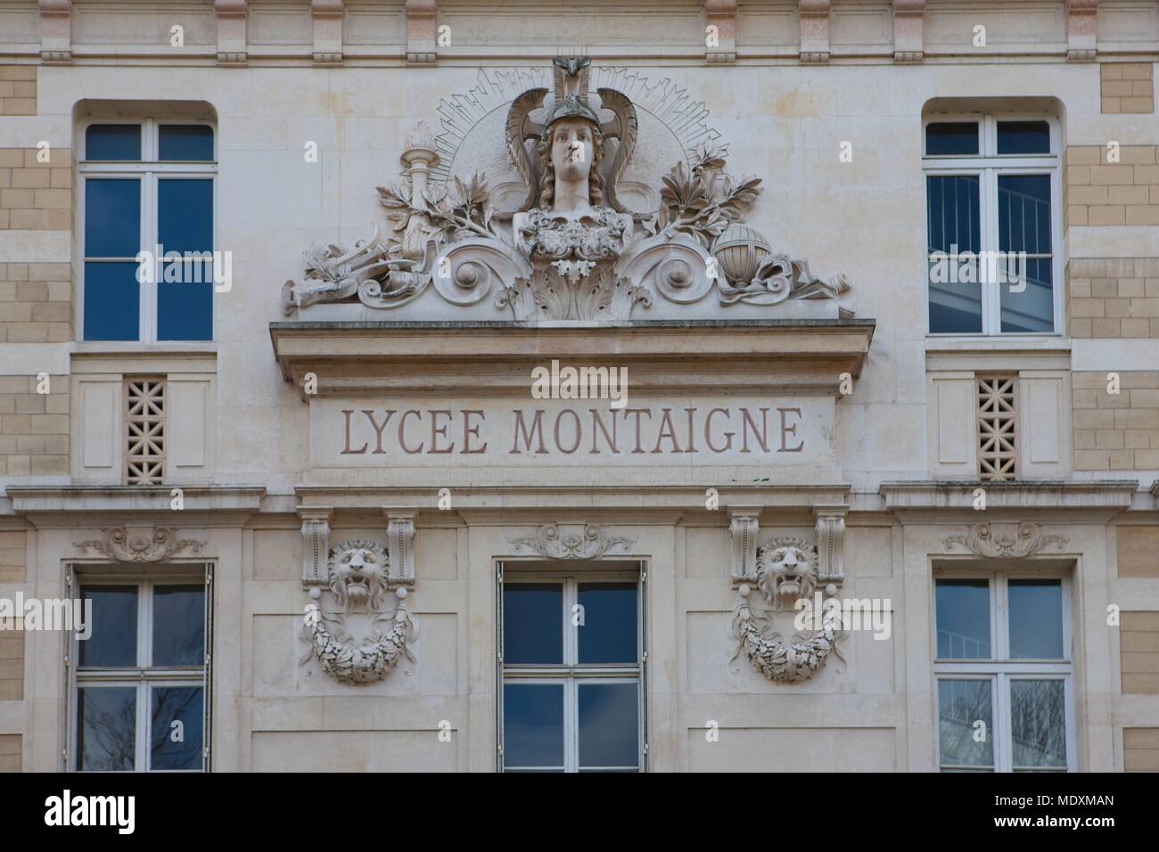 Paris, Rue Auguste Comte, Lycée Montaigne, pediment Stock Photo - Alamy