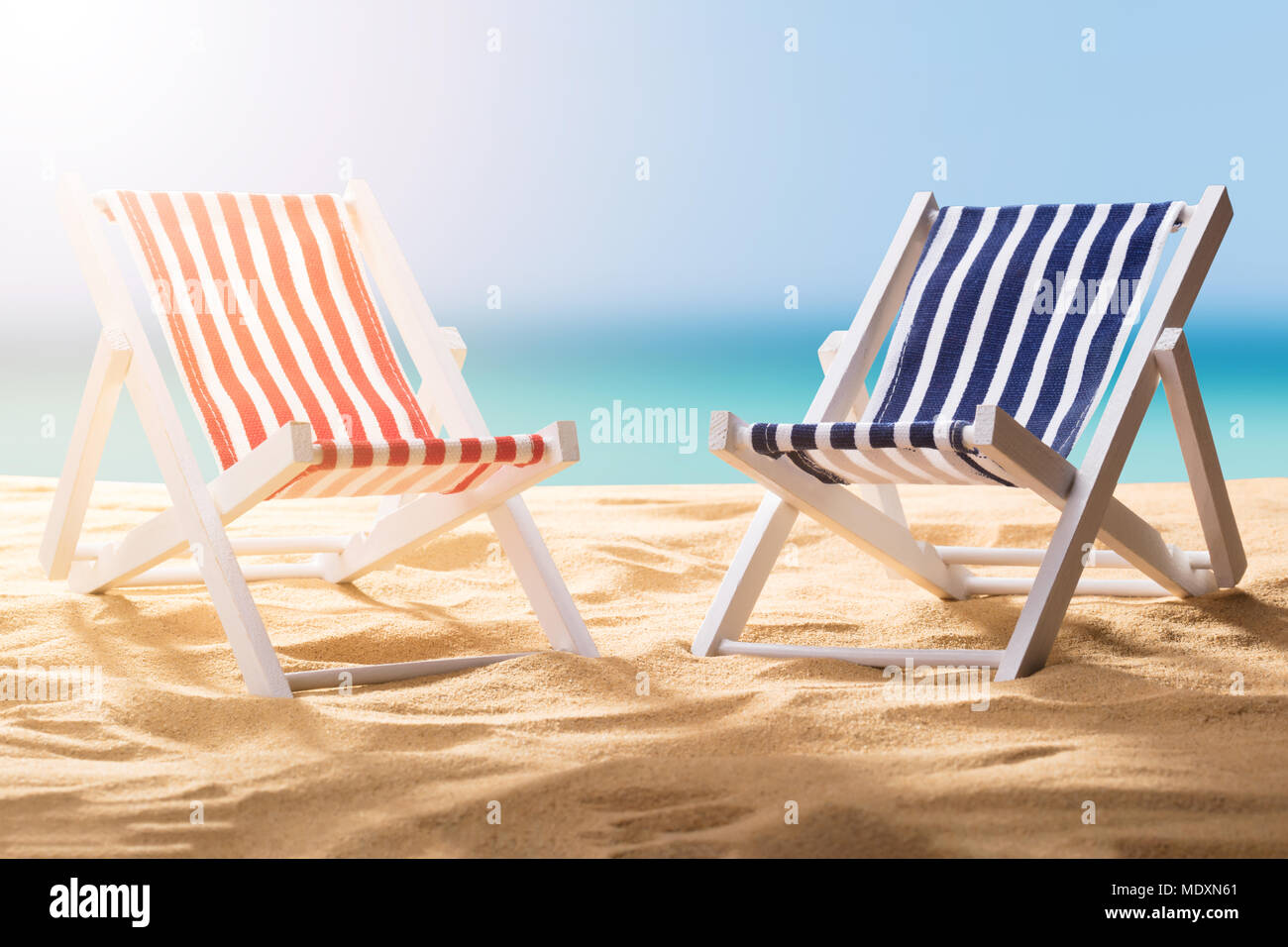 Two striped deck chairs hi-res stock photography and images - Alamy