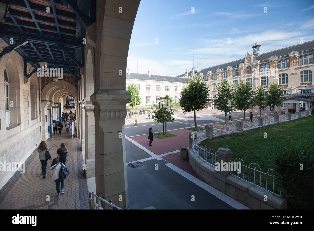 Paris, 101 avenue de la république, lycee Voltaire, court of honour ...