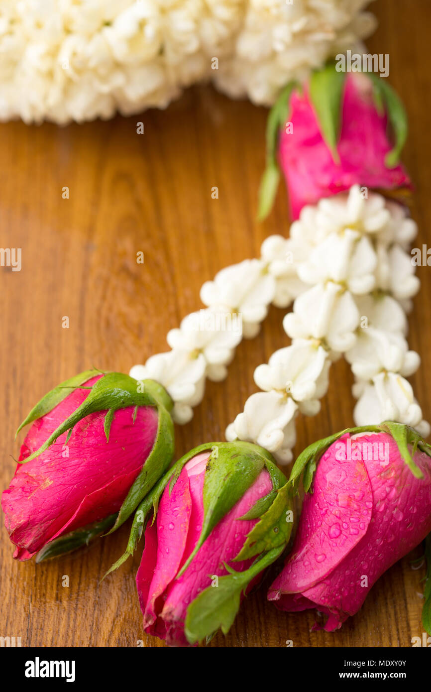 Malai; A Thai traditional jasmine garland Stock Photo
