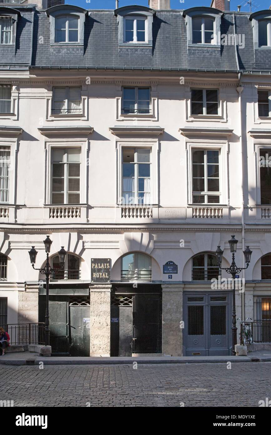 Paris Rue De Beaujolais Place Where Lived Colette N 9 With View Over The Gardens Of The Palais Royal Stock Photo Alamy