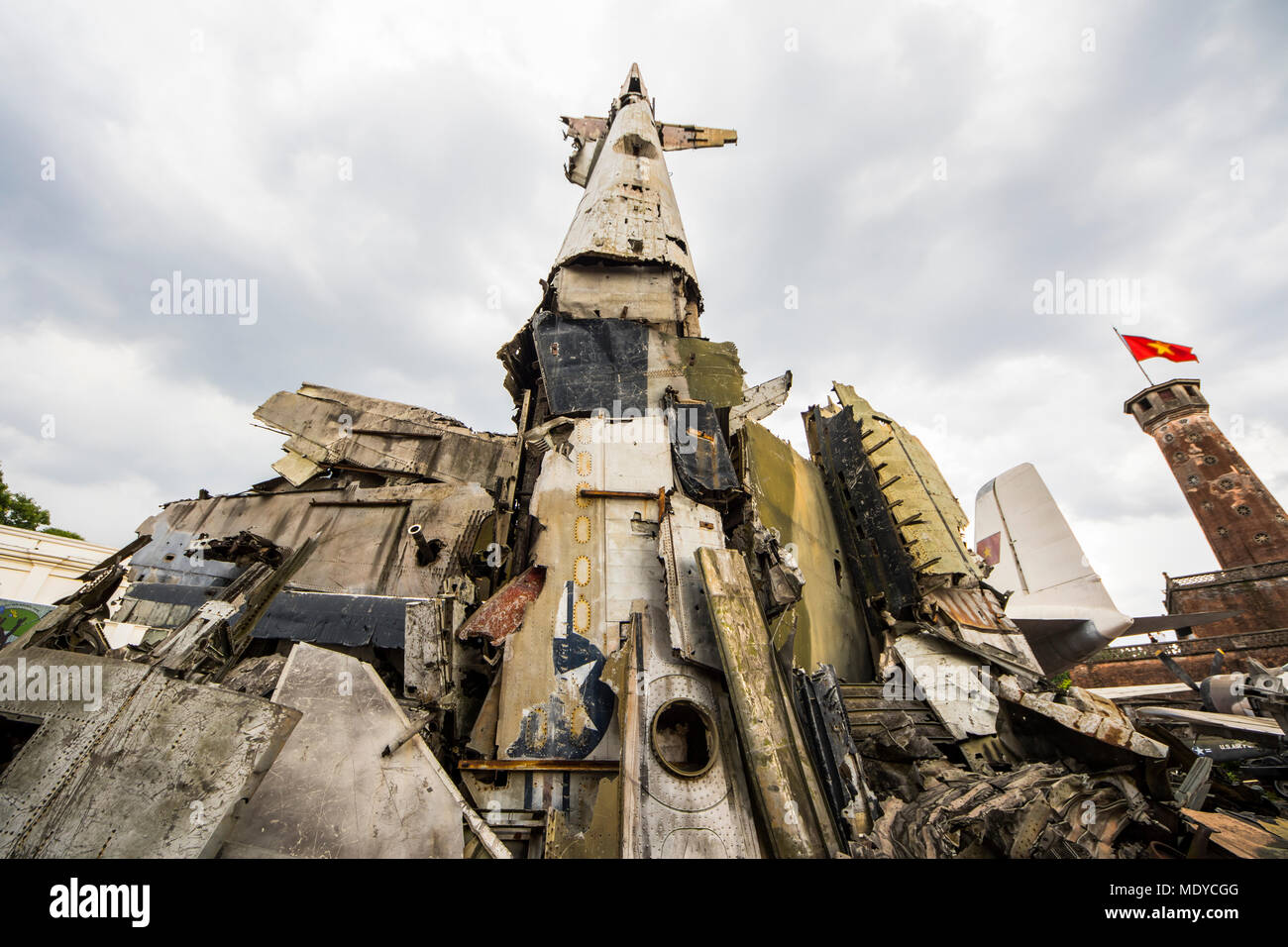 Aircraft wreckage sculpture on display at the Vietnam Military History Museum; Hanoi, Vietnam Stock Photo