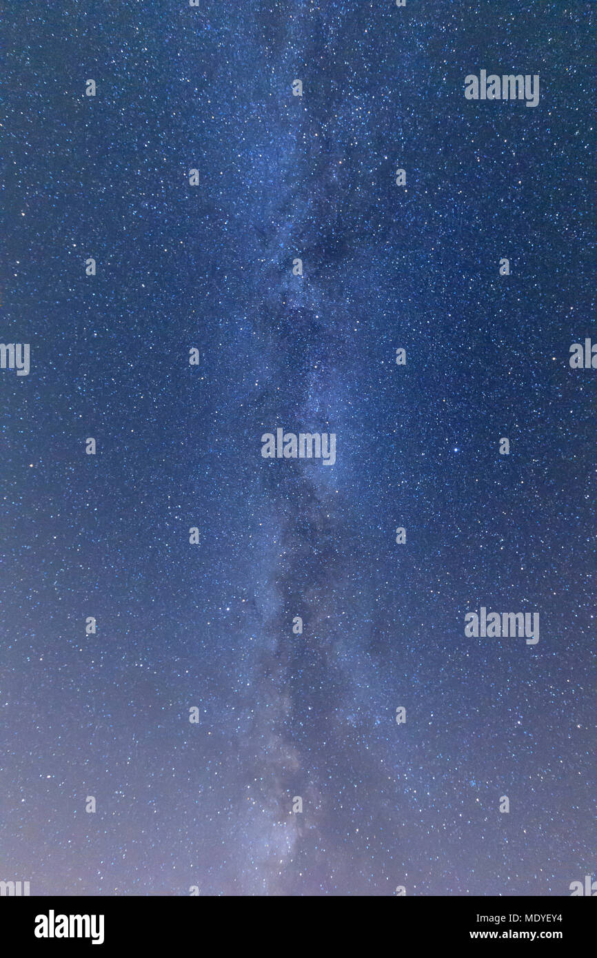 Stars in sky with the Milky Way in summer at the Bavarian Forest National Park in Bavaria, Germany Stock Photo