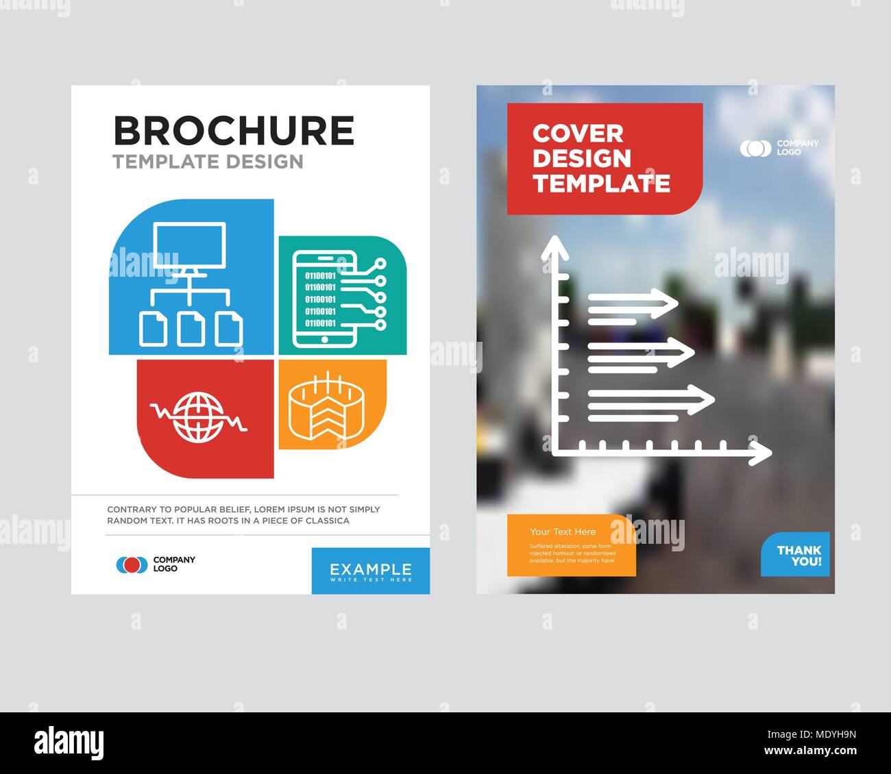 Analytics brochure flyer design template with abstract photo background, Folder Connected Circuit, Data analytics upgoing bars chart, Global Heart Bea Stock Vector