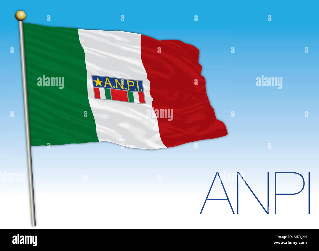 Italy, Anpi flag, historical association Stock Vector