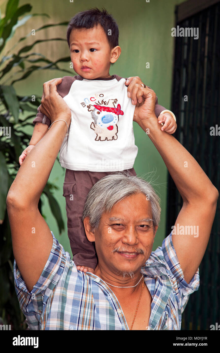 Thai Grandfather With Grandson Bangkok Thailand Stock Photo Alamy