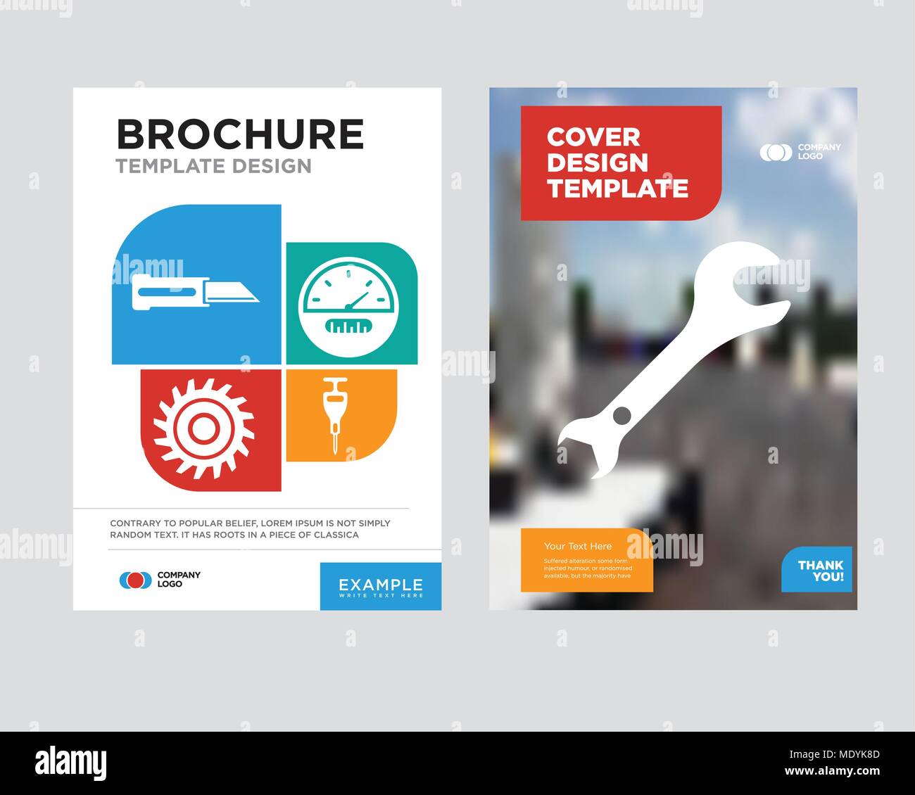 adjustable wrench brochure flyer design template with abstract photo ...