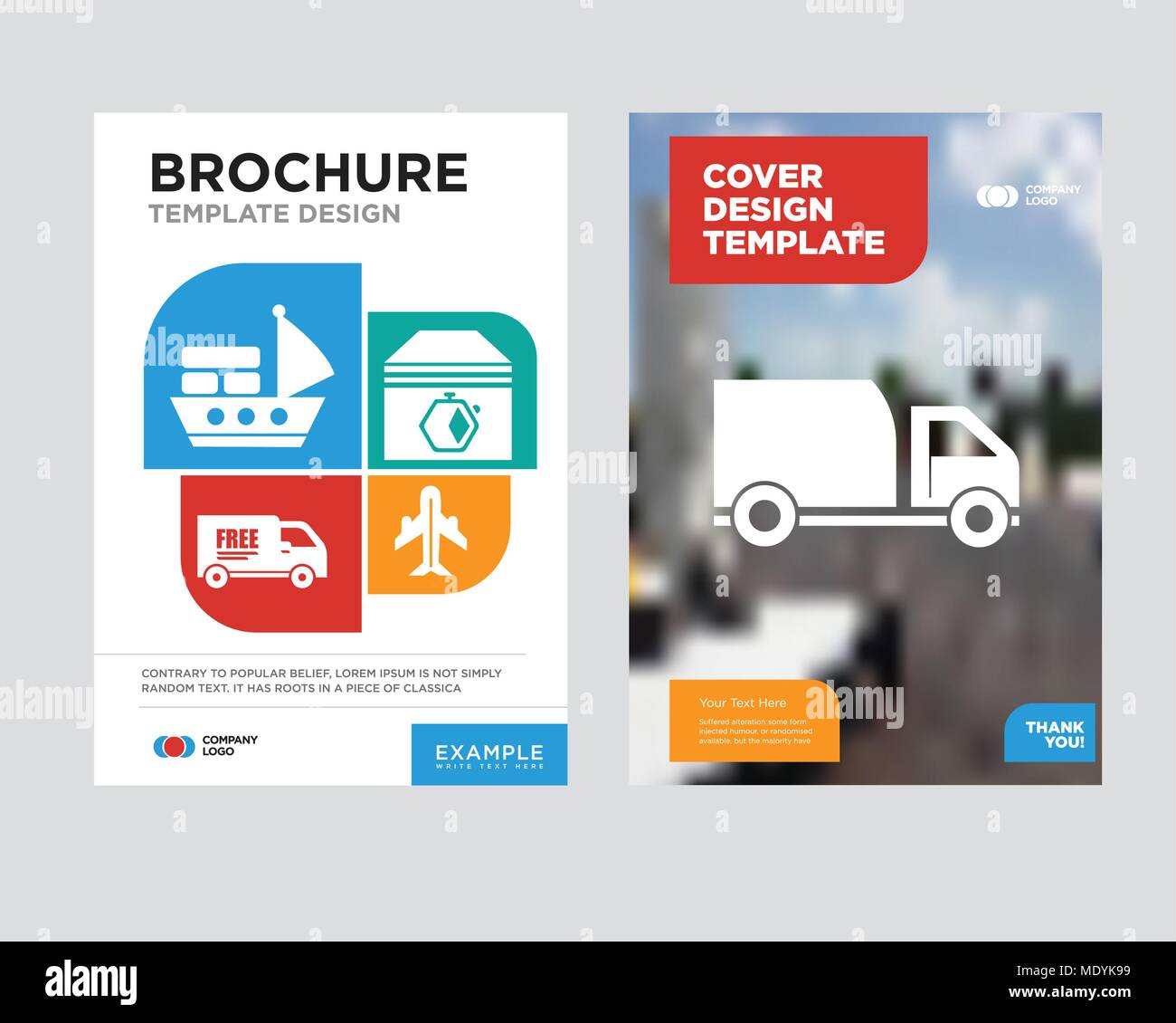Delivery Truck Brochure Flyer Design Template With Abstract Photo Background Airplane In Vertical Ascending Position Up Arrows Couple Free Delivery Stock Vector Image Art Alamy