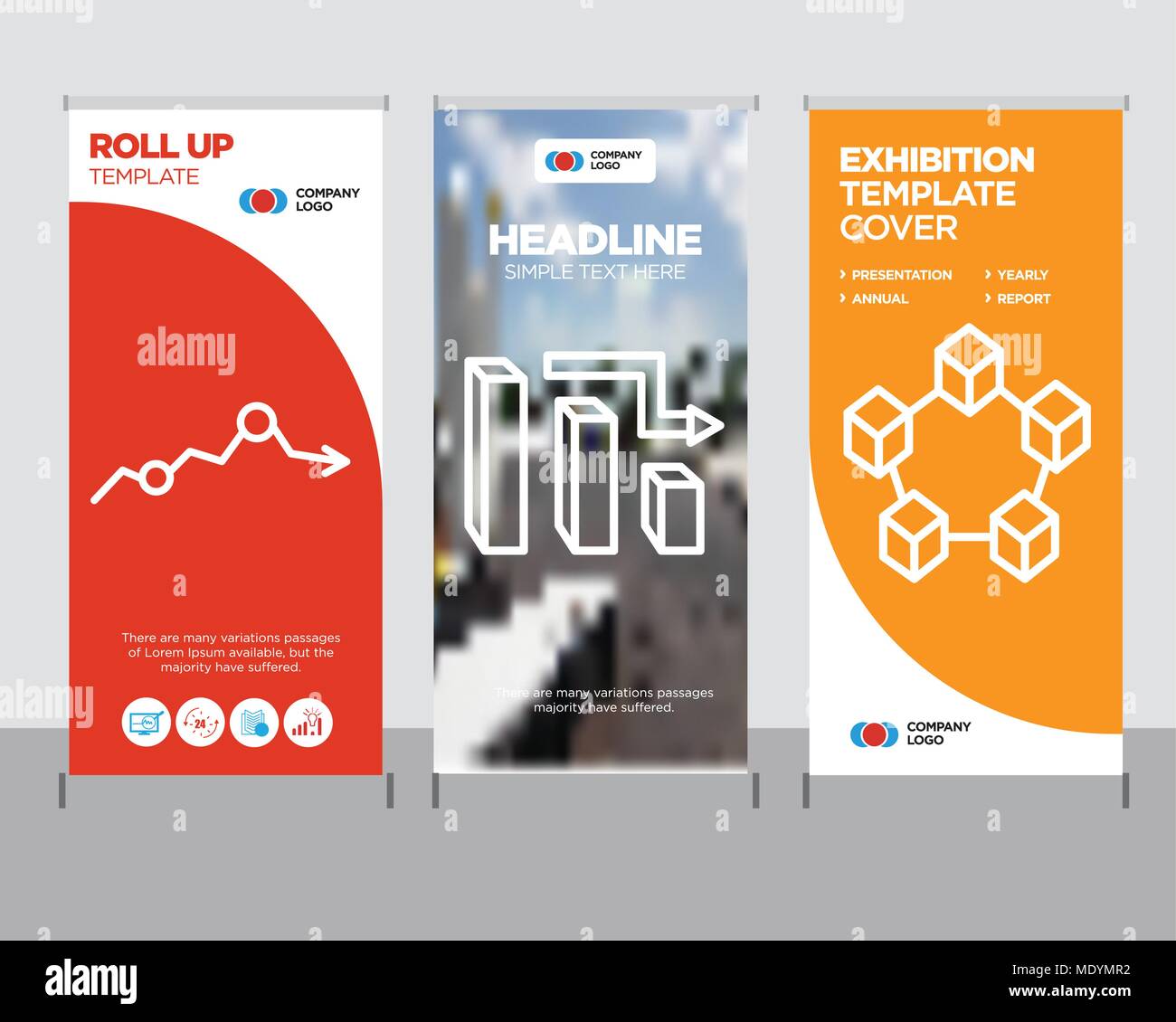 Data interconnected modern business roll up banner design template, 3d data analytics bars creative poster stand or brochure concept, Missing data on  Stock Vector