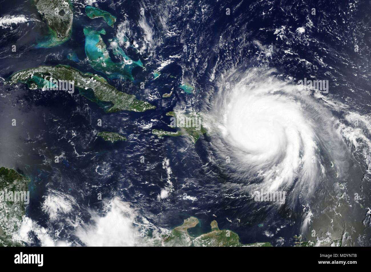 Hurricane Maria makes landfall in Puerto Rica in September 2017 - Elements of this image furnished by NASA Stock Photo