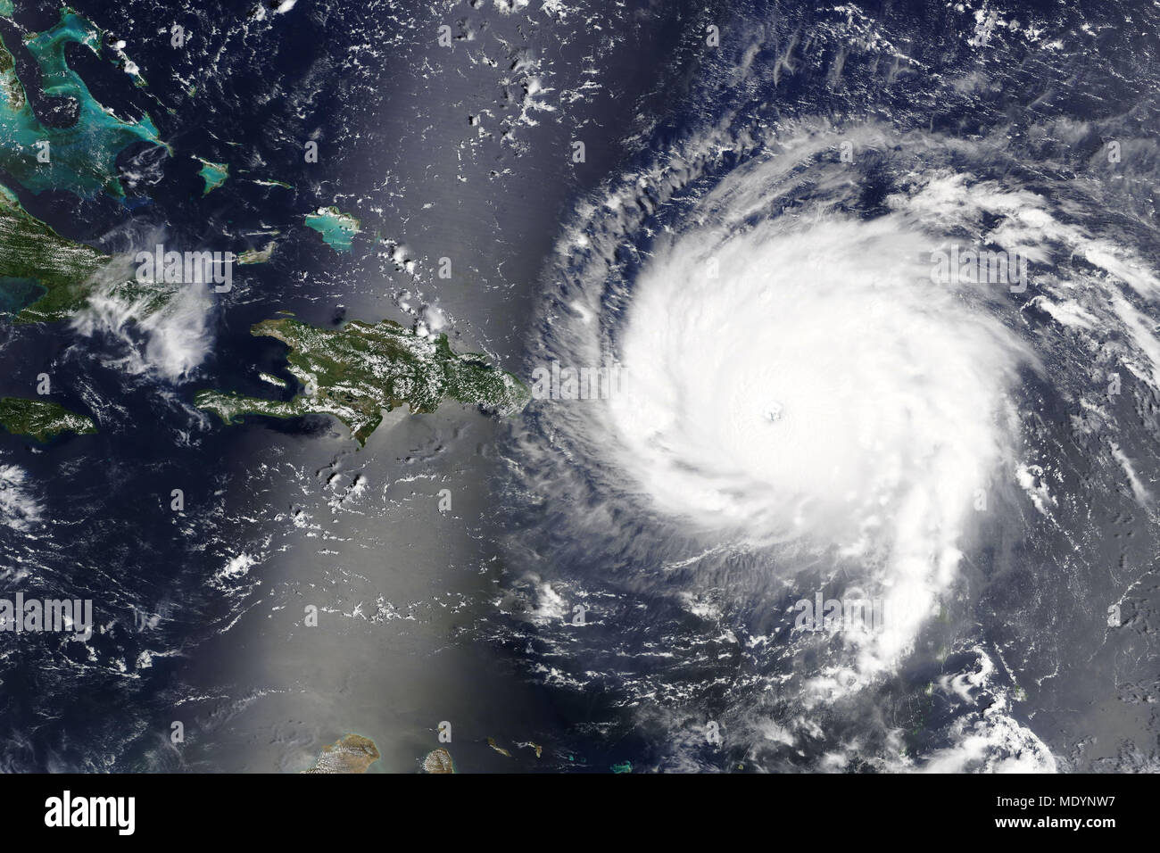 Hurricane Irma heading towards the Carribean Sea - Elements of this image furnished by NASA Stock Photo
