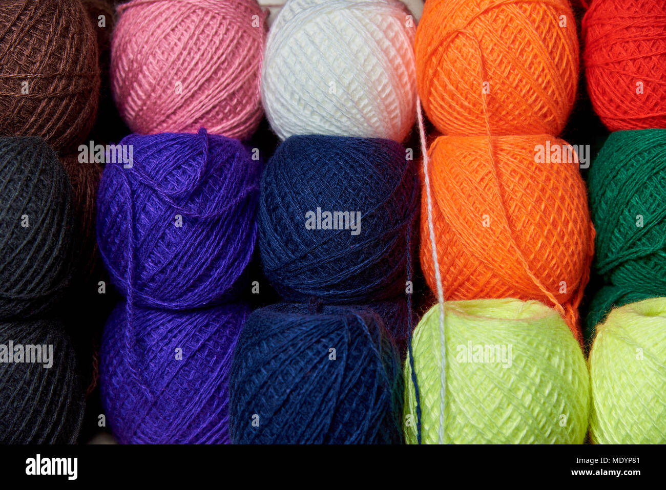 Tangles of multi colored yarn for knitting stock photo alamy