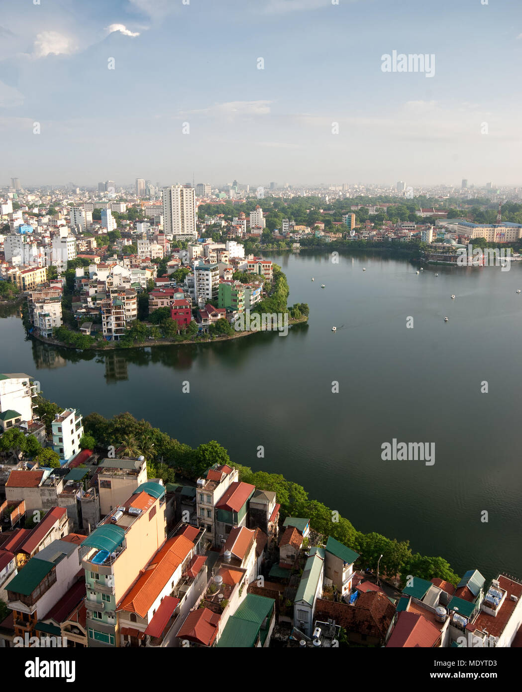 Vertical image of the Cityscape of Hanoi city the capital town of Vietnam, Asia Stock Photo