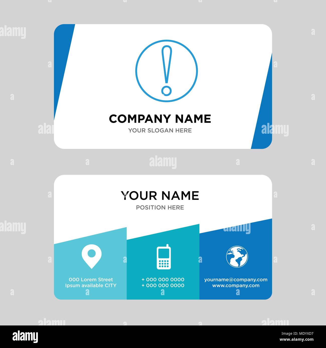 Caution business card design template, Visiting for your company, Modern Creative and Clean identity Card Vector Illustration Stock Vector