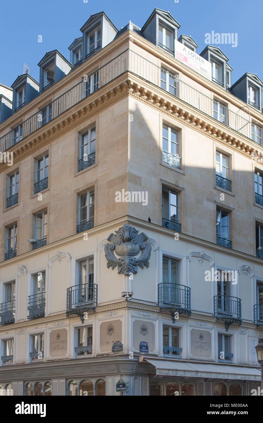 Paris, 2nd arrondissement, 18 rue gaillon, restaurant drouant, place where the Goncourt committee annouces the results Stock Photo