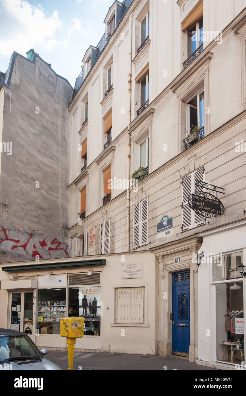 Paris, 5th arrondissement, 74 rue du Cardinal Lemoine, Ernest Hemingway