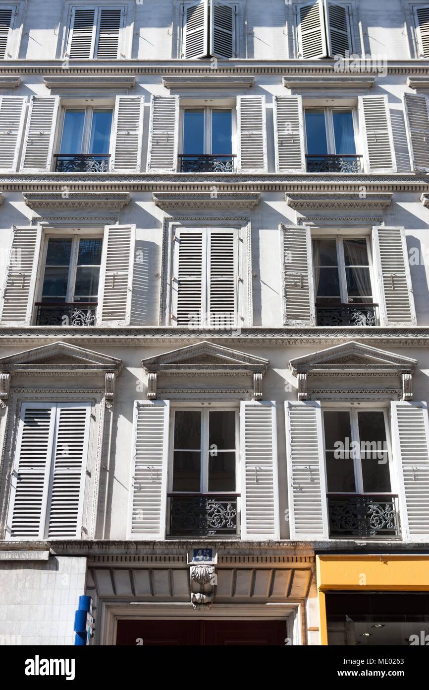 Paris, 9th arrondissement, rue Notre Dame de Lorette, facades Stock