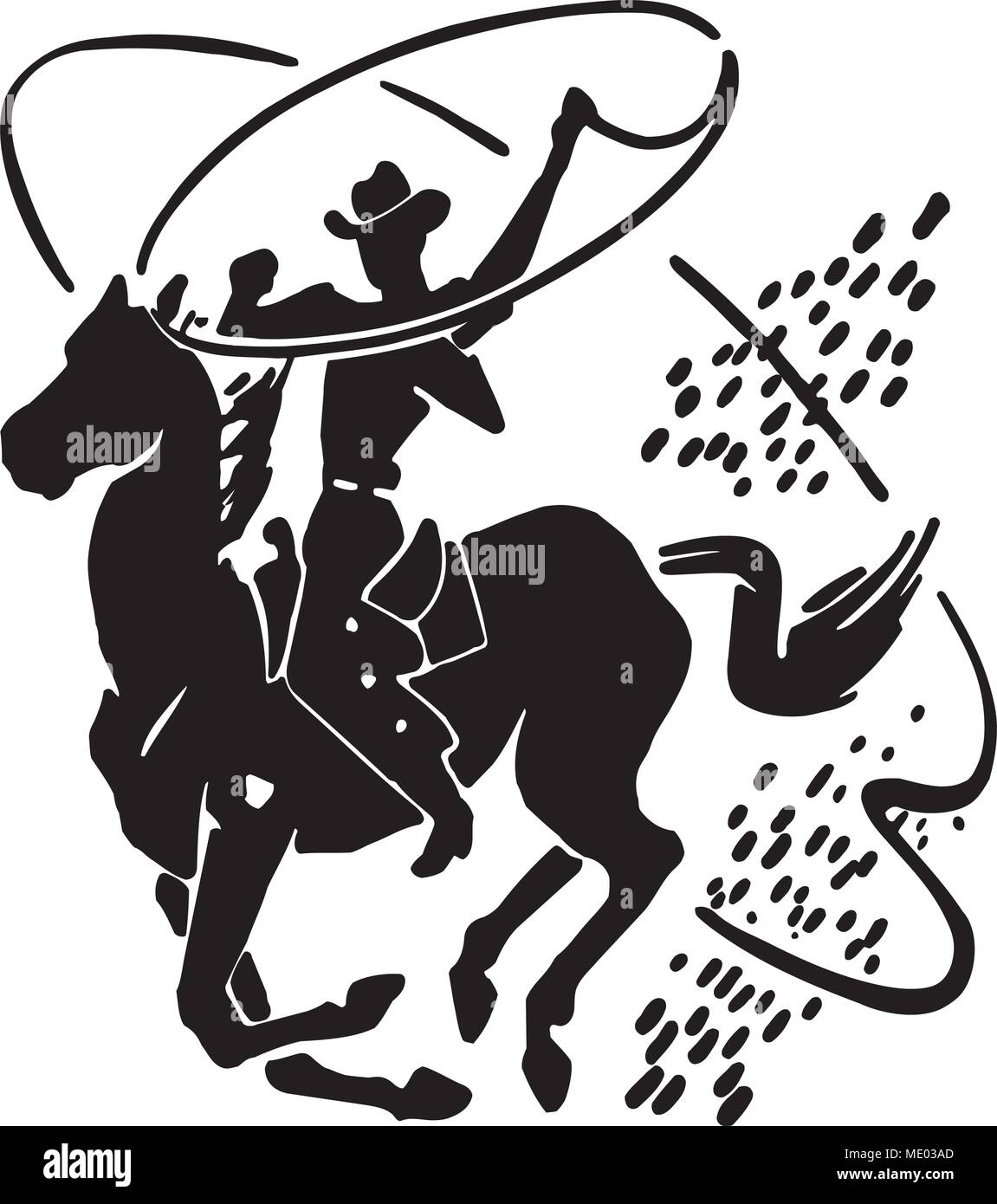 Cowboy With Lasso - Retro Ad Art Illustration Stock Vector